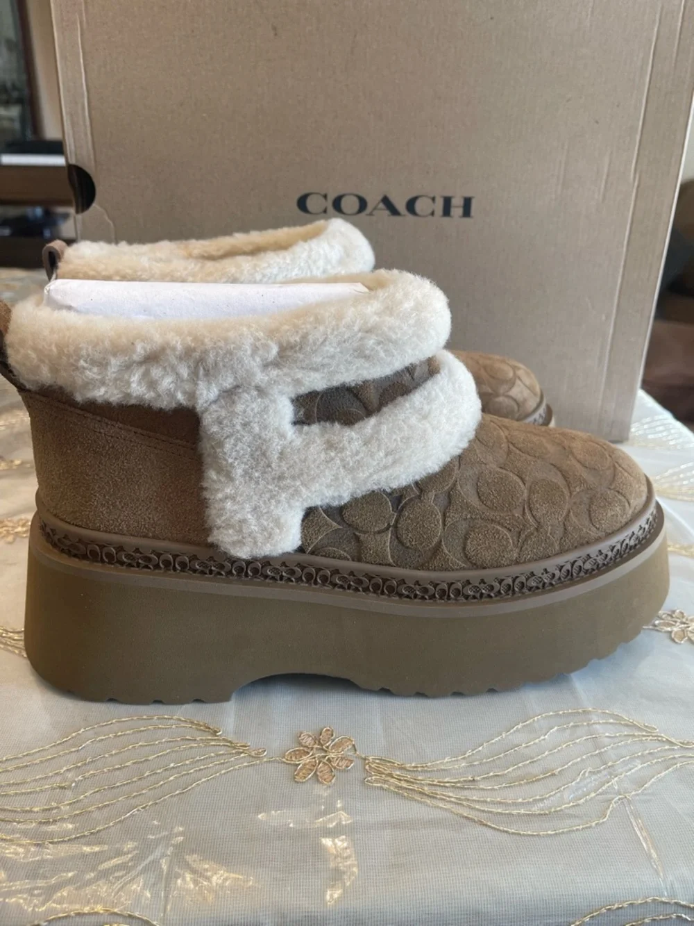 NWB coach women’s Christina pull on bootie color tobacco size 9